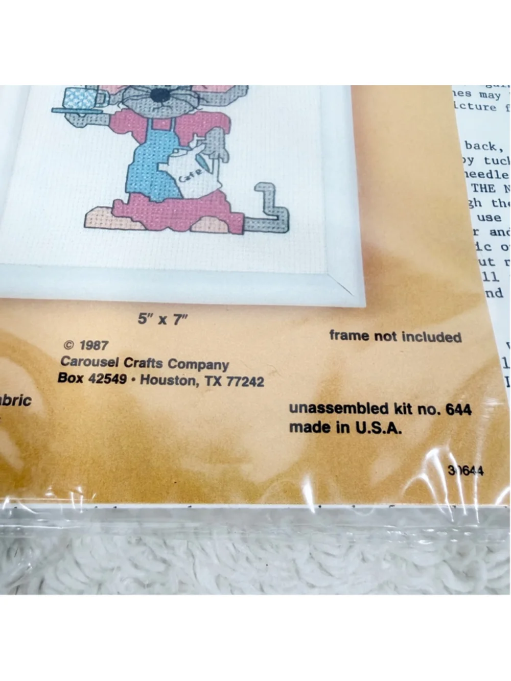 Vtg 1987 Carousel Crafts Counted Cross Stitch Kit Lot 2 Mouse Carole Jackson 5x7